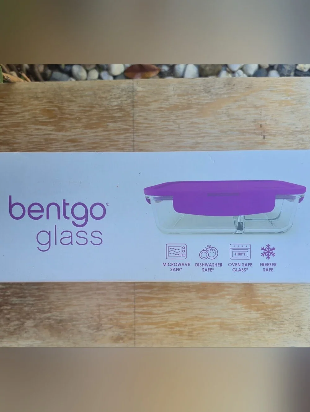Bentgo Glass 3-Compartment Meal Container with Purple Lid
